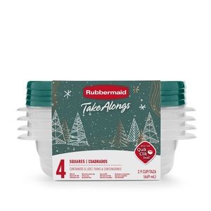 (2)Rubbermaid Take Alongs 5 Cups Deep Square Container Storage Blue Spruce (4ct)